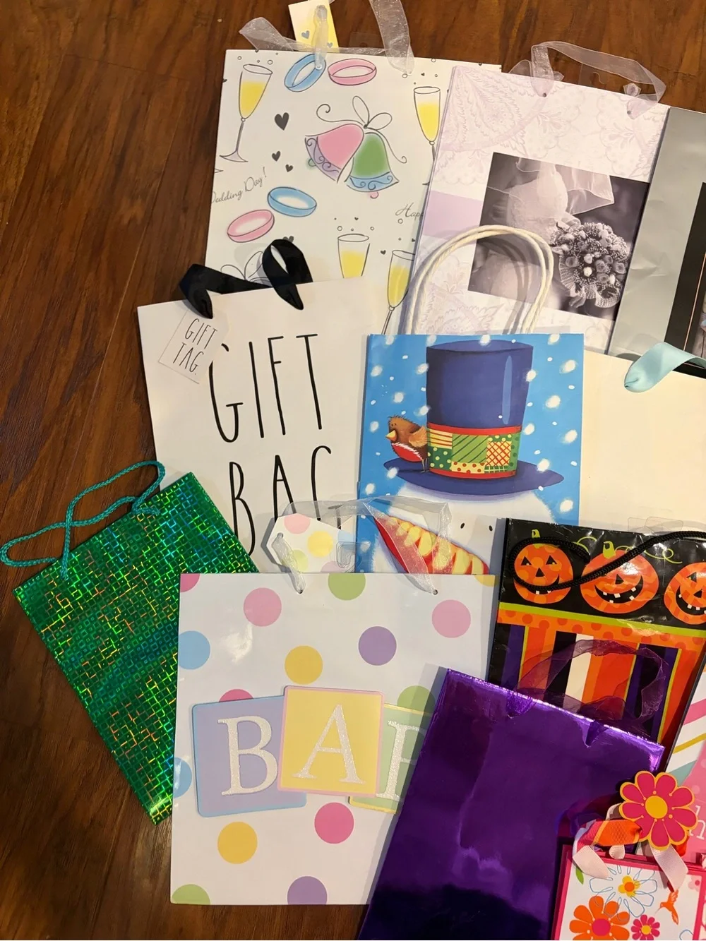 Assorted Party Gift Bags - Mixed Colors bundle of 18